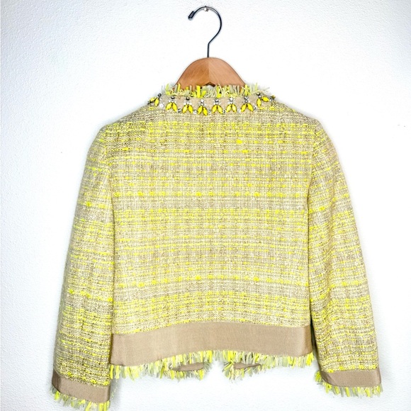 Giambattista Valli Jacket Bouclé Tweed Silk lined Embellished Yellow evening - Picture 4 of 13